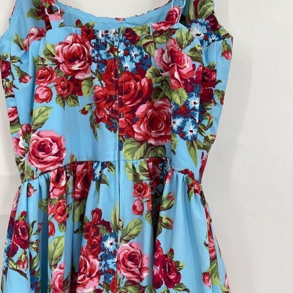 Vixen by Micheline Pitt Multicolor Fit & Flare Floral Ingenue Swing Dress Small - Picture 6 of 9